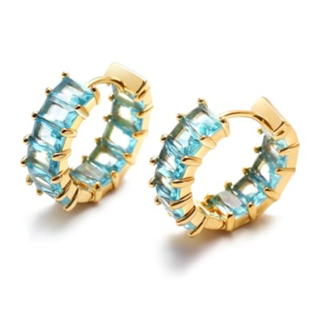 18K Gold Plated Blue Stud Earrings